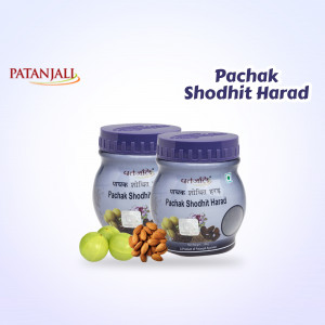 Patanjali Pachak Shodhit Harad bottles with ingredients