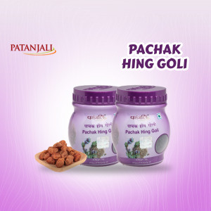 Patanjali Pachak Hing Goli bottles and pills on a plate