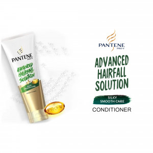 Close-up of Pantene Advanced Hairfall Solution Silky Smooth Care Conditioner tube