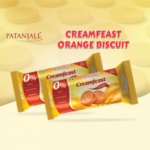 Patanjali Creamfeast Orange Biscuits Flyer For LinkedIn
