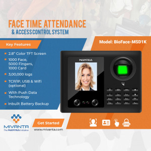 Mivanta BioFace-MSD1K Face Recognition Attendance System with TFT Screen