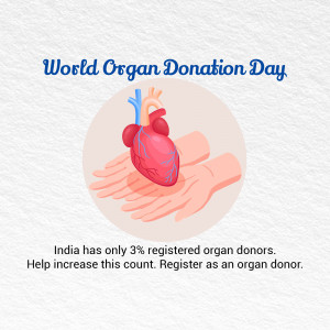 Illustration of hands cradling a heart with text promoting organ donation
