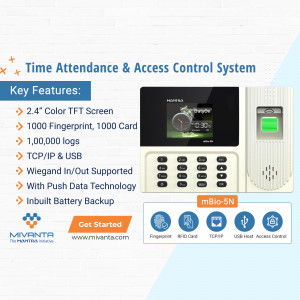 Navanta mBio-5N Time Attendance & Access Control System with fingerprint and RFID card reader