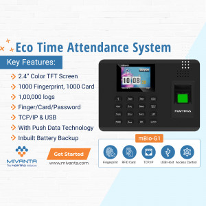 Mantra mBio-G1 Eco Time Attendance System with Fingerprint and Card Reader