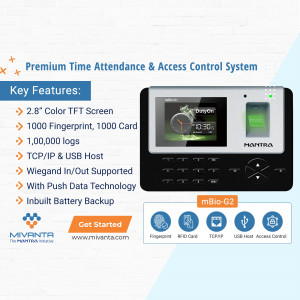 Mantra MBio-G2 Biometric Time Attendance and Access Control System