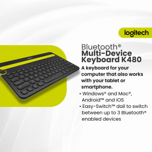 Logitech K480 Bluetooth Multi-Device Keyboard Branding Post For X