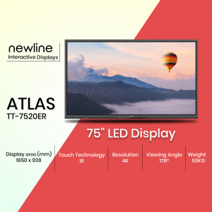 Newline Atlas TT-7520ER 75 inch LED Interactive Display showing a hot air balloon scene