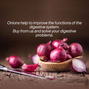Pile of red onions in a wooden bowl with a knife and some cut onions