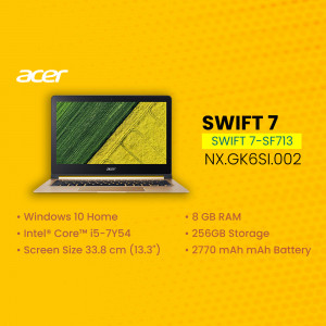 Acer Swift 7 laptop with specifications listed