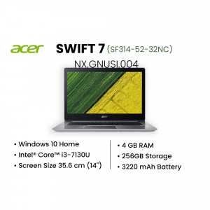 Acer Swift 7 (SF314-52-32NC) laptop with specifications