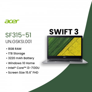 Acer Swift 3 laptop with specifications listed