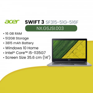 Acer Swift 3 SF315-51G-516F laptop with specifications