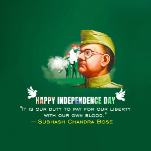Happy Independence Day - Subhash Chandra Bose Banner For WhatsApp