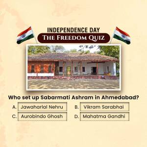 Independence Day Quiz: Sabarmati Ashram Creative Design For LinkedIn