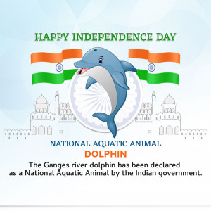 Happy Independence Day - Ganges River Dolphin Artwork For Facebook