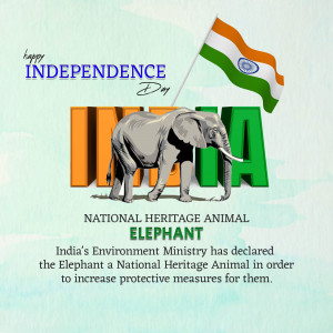 Happy Independence Day With Indian Elephant Design For Threads