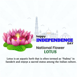 Happy Independence Day With Lotus Flower Social Media Post For LinkedIn