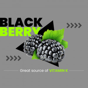 Close-up of fresh blackberries with text highlighting Vitamin K content