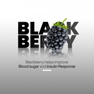 Image of a blackberry with the word 'Blackberry' prominently displayed, promoting its health benefits.