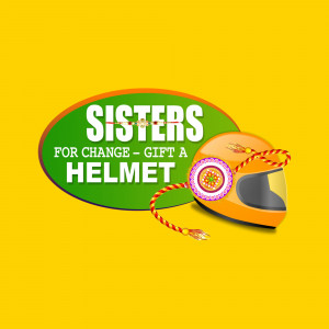 Image of a helmet with a Rakhi on it, promoting road safety and sisterhood.