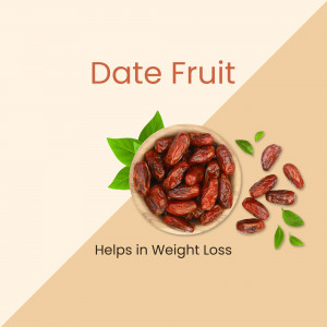 A top-down view of dried dates in a wooden bowl with green leaves, promoting weight loss.