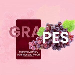 Image of grapes with text promoting memory improvement