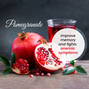 Close-up of a pomegranate with juice and seeds, highlighting health benefits.