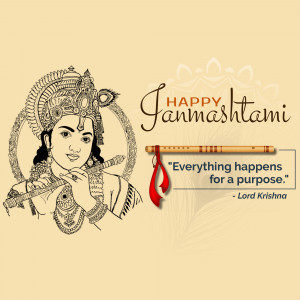 Happy Janmashtami - Lord Krishna Creative Design For Telegram