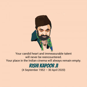 Rishi Kapoor - A Tribute Poster For Instagram
