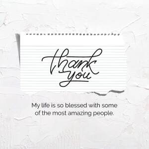 Handwritten 'Thank You' on lined paper with a shadow