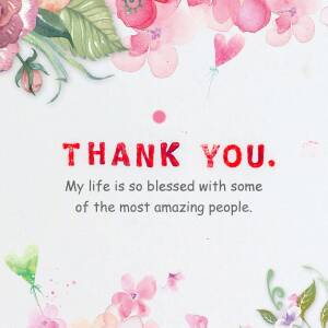 Watercolor floral background with 'Thank You' text