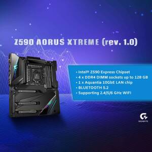 Gigabyte Z590 AORUS XTREME motherboard with key features highlighted