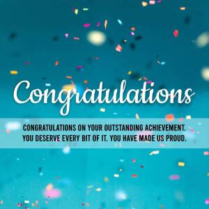 Celebratory image with confetti and the word 'Congratulations'