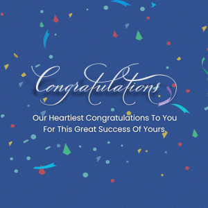 A celebratory card with the word 'Congratulations' and colorful confetti.