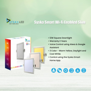 Syska Smart Wi-Fi Enabled Slim LED Downlight Design For Telegram
