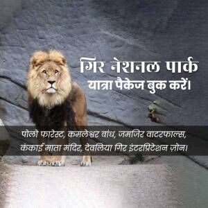 Gir National Park Tourism Promotional Banner For Threads