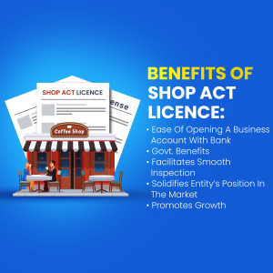 Image illustrating the benefits of obtaining a Shop Act Licence for a business, featuring documents and a coffee shop.