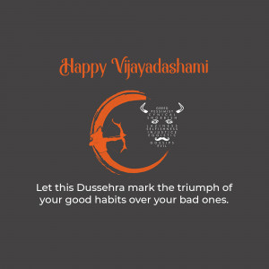 Happy Vijayadashami image with a bull illustration and festive text.