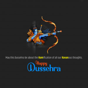 Illustration of Lord Rama aiming his bow and arrow, celebrating Dussehra.