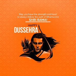 Illustration of Lord Rama with Dussehra greetings