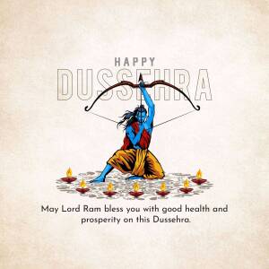 Illustration of Lord Ram with a bow and arrow, celebrating Dussehra