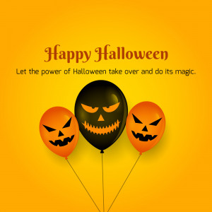 Happy Halloween Balloon Greeting Business Poster For WhatsApp