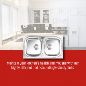 Stainless steel double bowl kitchen sink in a modern kitchen setting