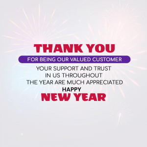 Thank you message with fireworks for New Year