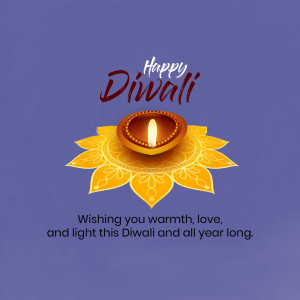 Diwali greeting with a diya and floral design