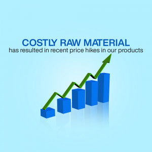 Image depicting rising costs of raw materials with a graph showing price increases.