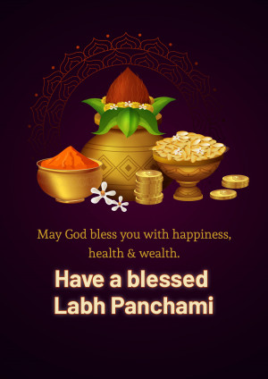 Labh Panchami greeting with traditional elements