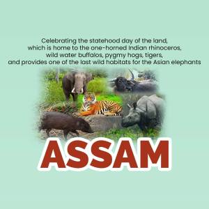 Assam Statehood Day - Wildlife Celebration Graphic For WhatsApp