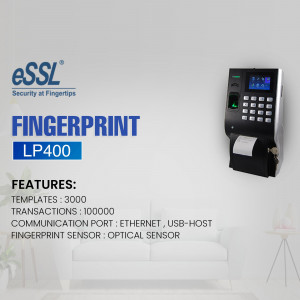 eSSL Fingerprint LP400 biometric access control system with features listed