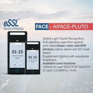 eSSL AIFACE-PLUTO facial recognition system with smartphone display